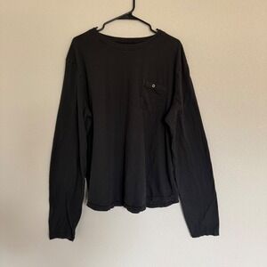 Pact Mens Long Sleeve Pocket T-Shirt Organic Cotton Linen Black Minimal Casual